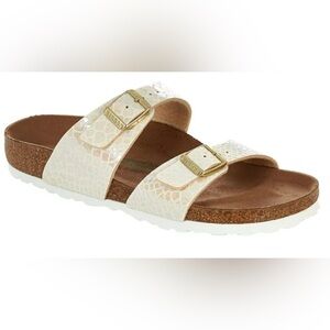 Birkenstock Arizona Shiny Snake White Microfiber Leather Sandal